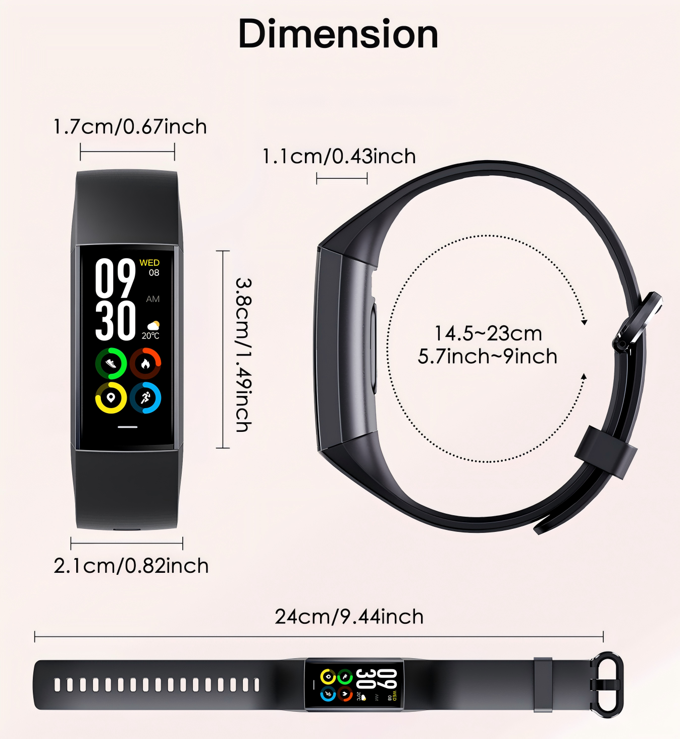 Coxsmart LUCY Fitness Tracker Smart Watch with Blood Pressure and Heart Rate Monitor